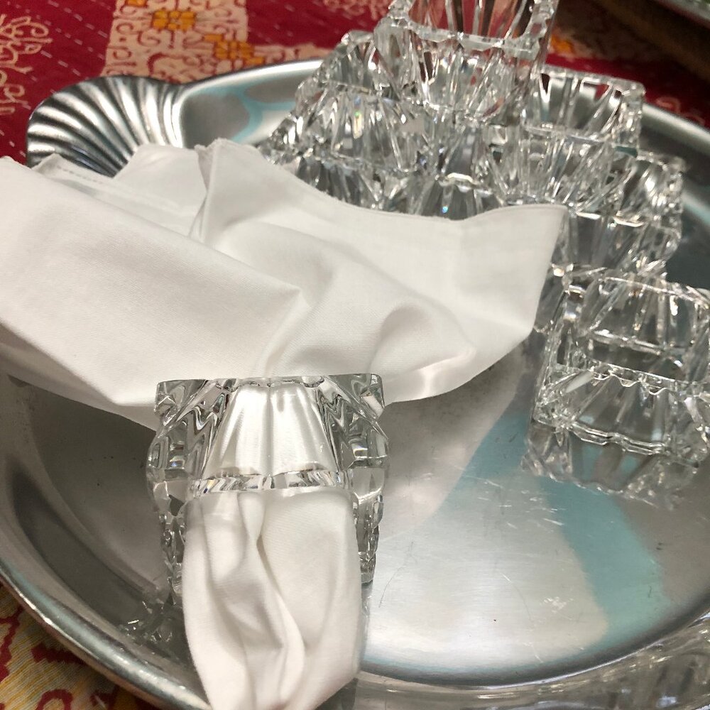 8 Vintage  lead cut crystal napkin rings